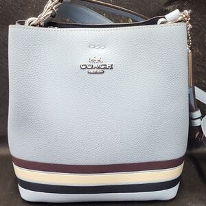 Coach Blue and Brown Crossbody Bag with Elegant Design